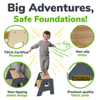 2-Step Wooden Stool for Toddlers(Step Stool for Children Ages 2+)