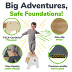 2-Step Wooden Stool for Toddlers(Step Stool for Children Ages 2+)