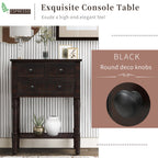 TREXM Narrow Console Desk, Ultra Thin Sofa Table with Three Storage Drawers and Living Room Bottom Shelves (Espresso)