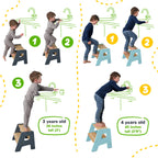 2-Step Wooden Stool for Toddlers(Step Stool for Children Ages 2+)