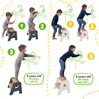 2-Step Wooden Stool for Toddlers(Step Stool for Children Ages 2+)
