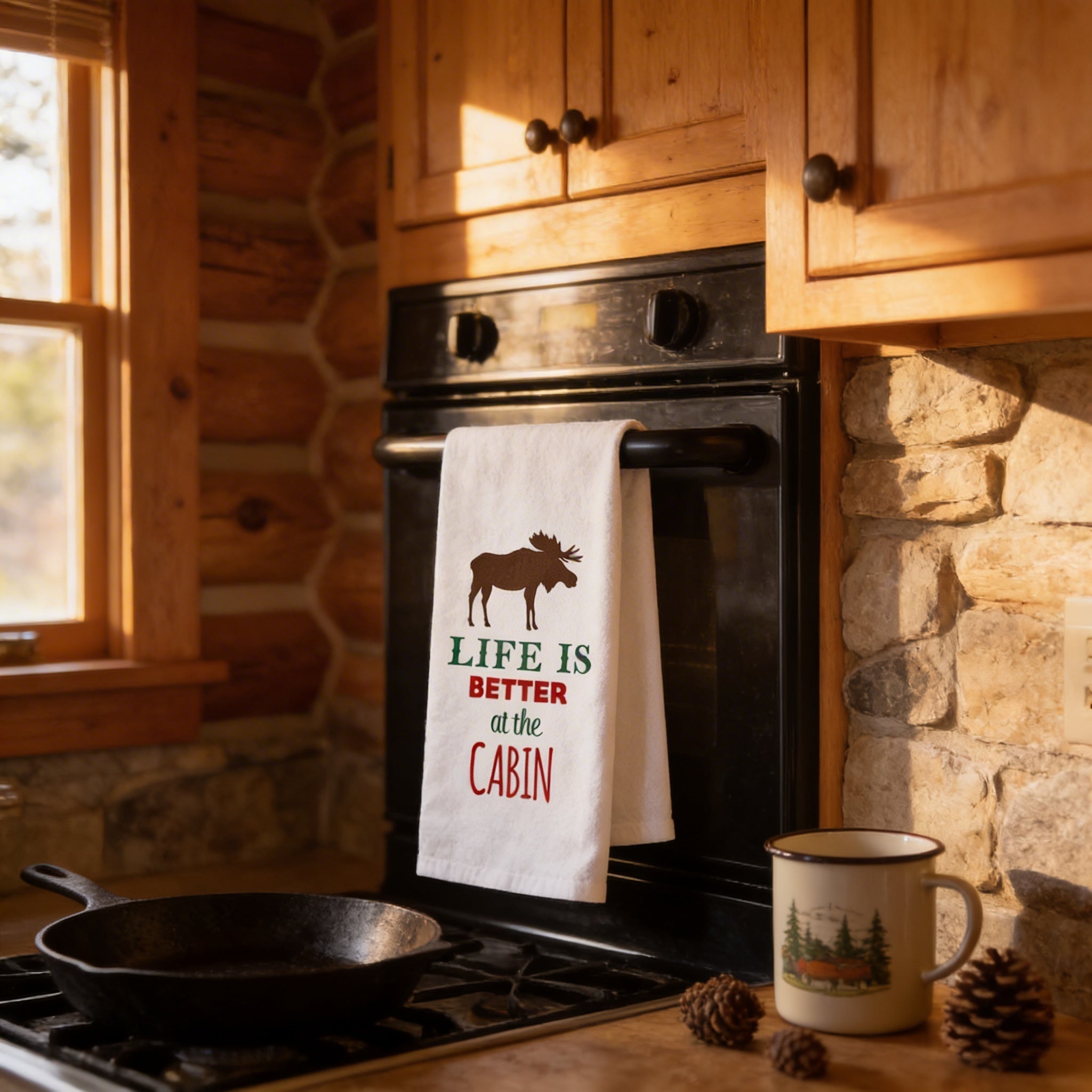 Cabin Kitchen Towel - Life is Better at the Cabin Flour Sack Towel - Cabin Decor