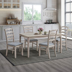 ACTU Farmhouse Dining Table Set with Upholstered Chairs for 4–6