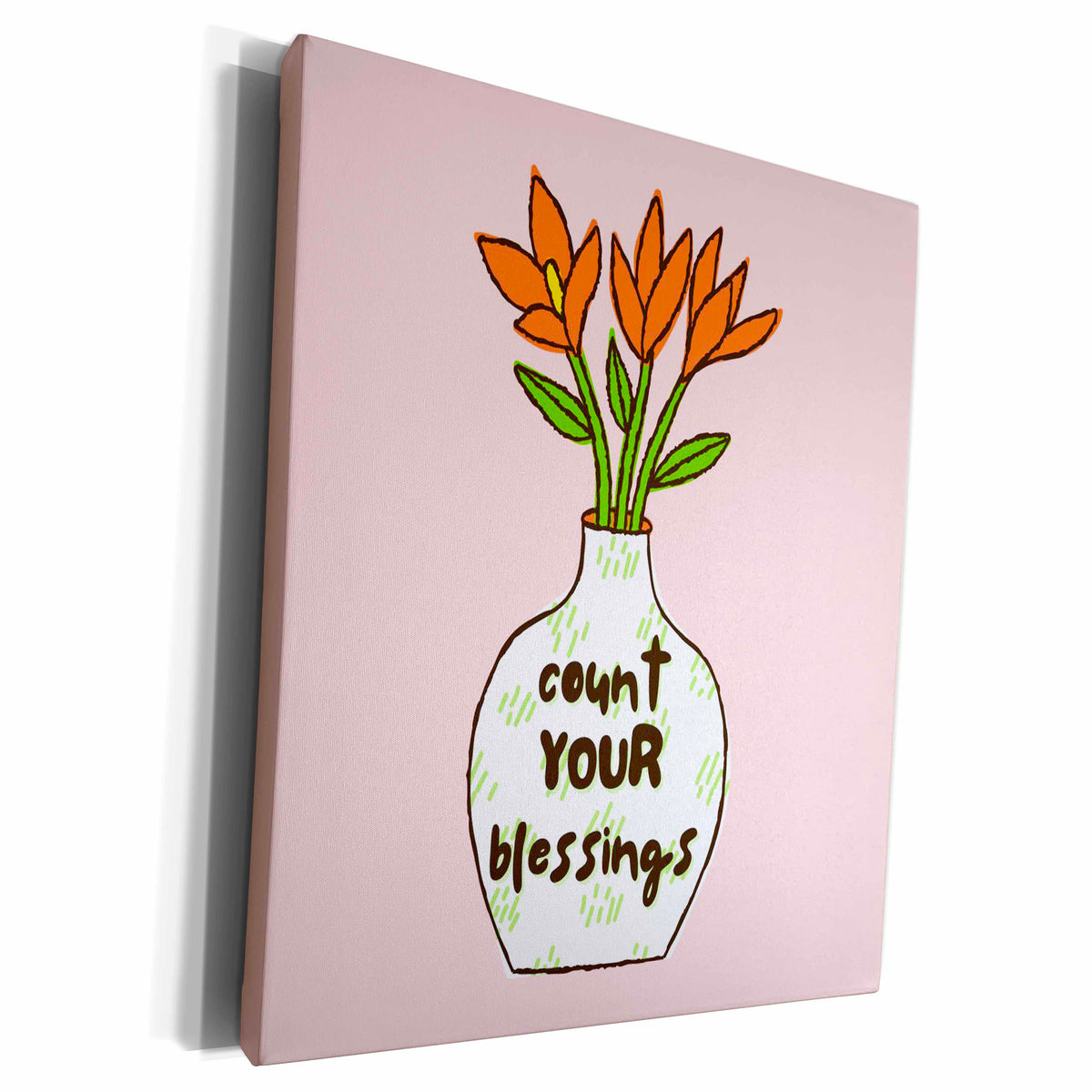 3dRose Flower Vase Coun Your Blessings Best for Home Decor - Museum Grade Canvas Wrap (cw-371087)