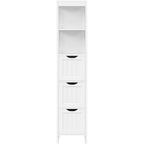 Bathroom Cabinet Tower with 3 Storage Drawers and 2 Shelves in White Wood Finish