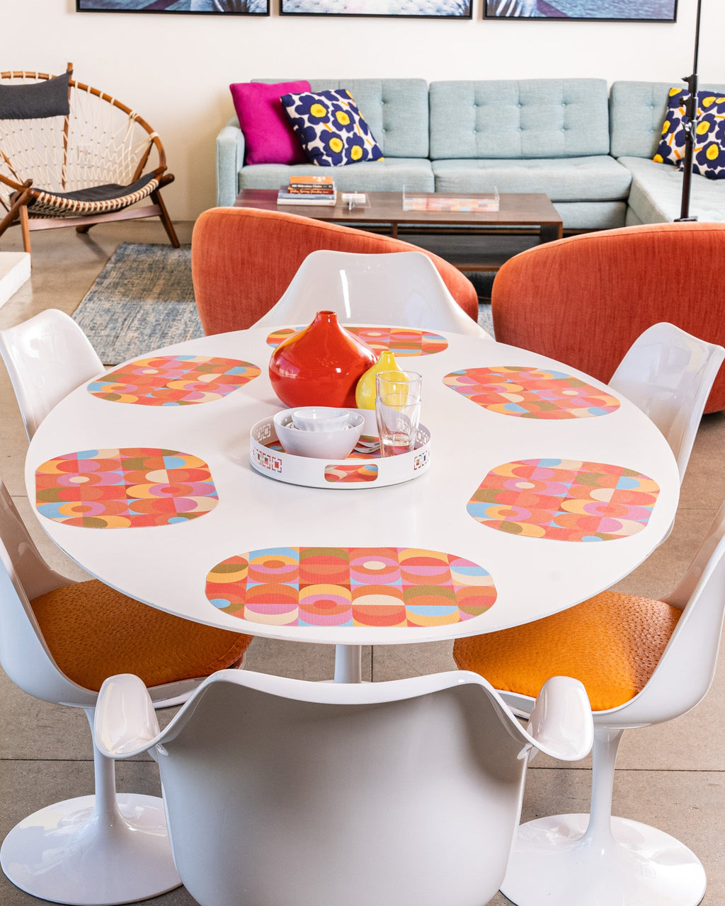 Blink double-sided Oval Woven Placemat 12" x 17" diameter - set of 4
