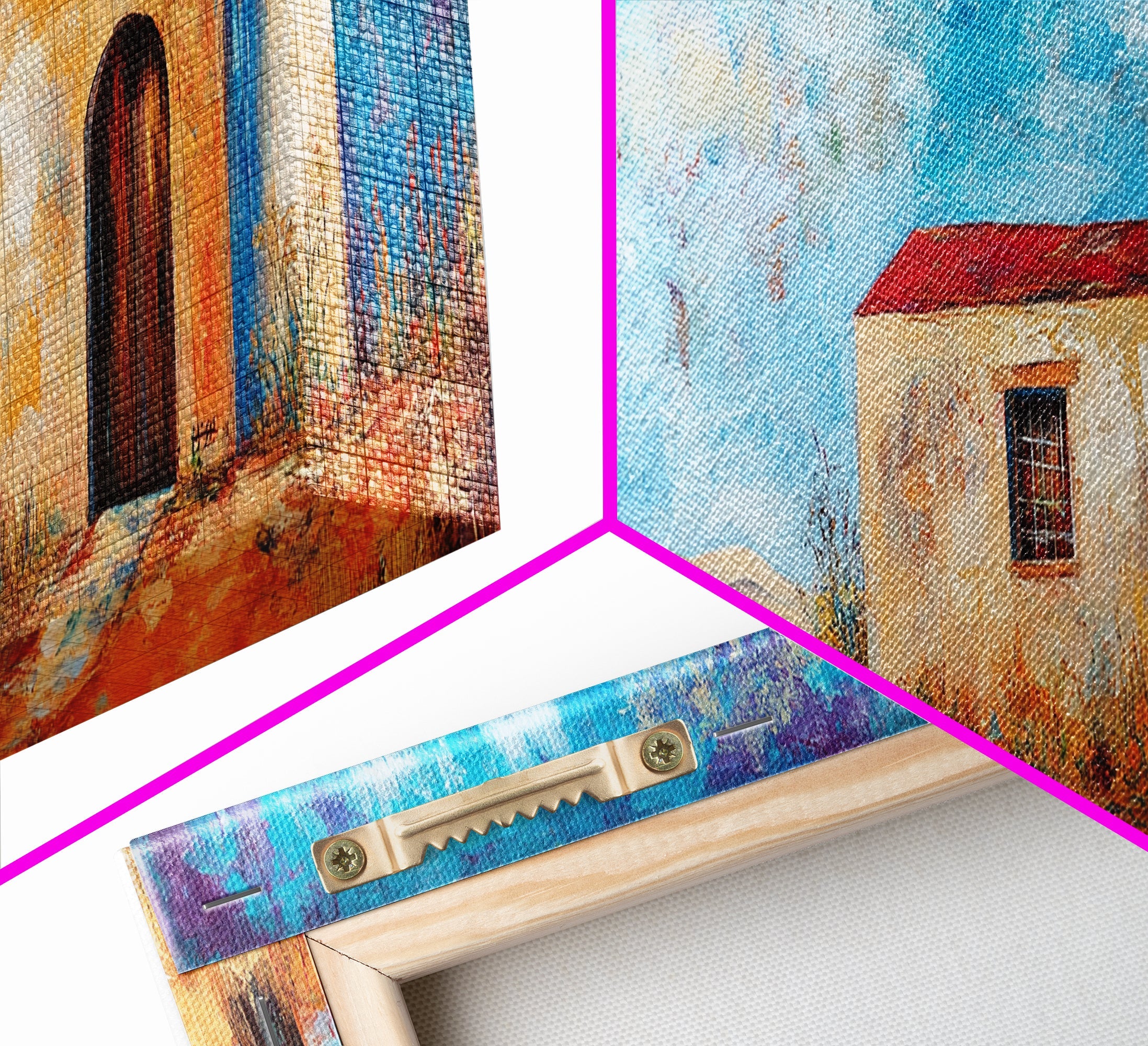 Southwest Desert House Painting, Rustic Western Wall Art, Blue Sky Adobe Home, Boho Minimalist Living Room Decor, Framed Canvas Print