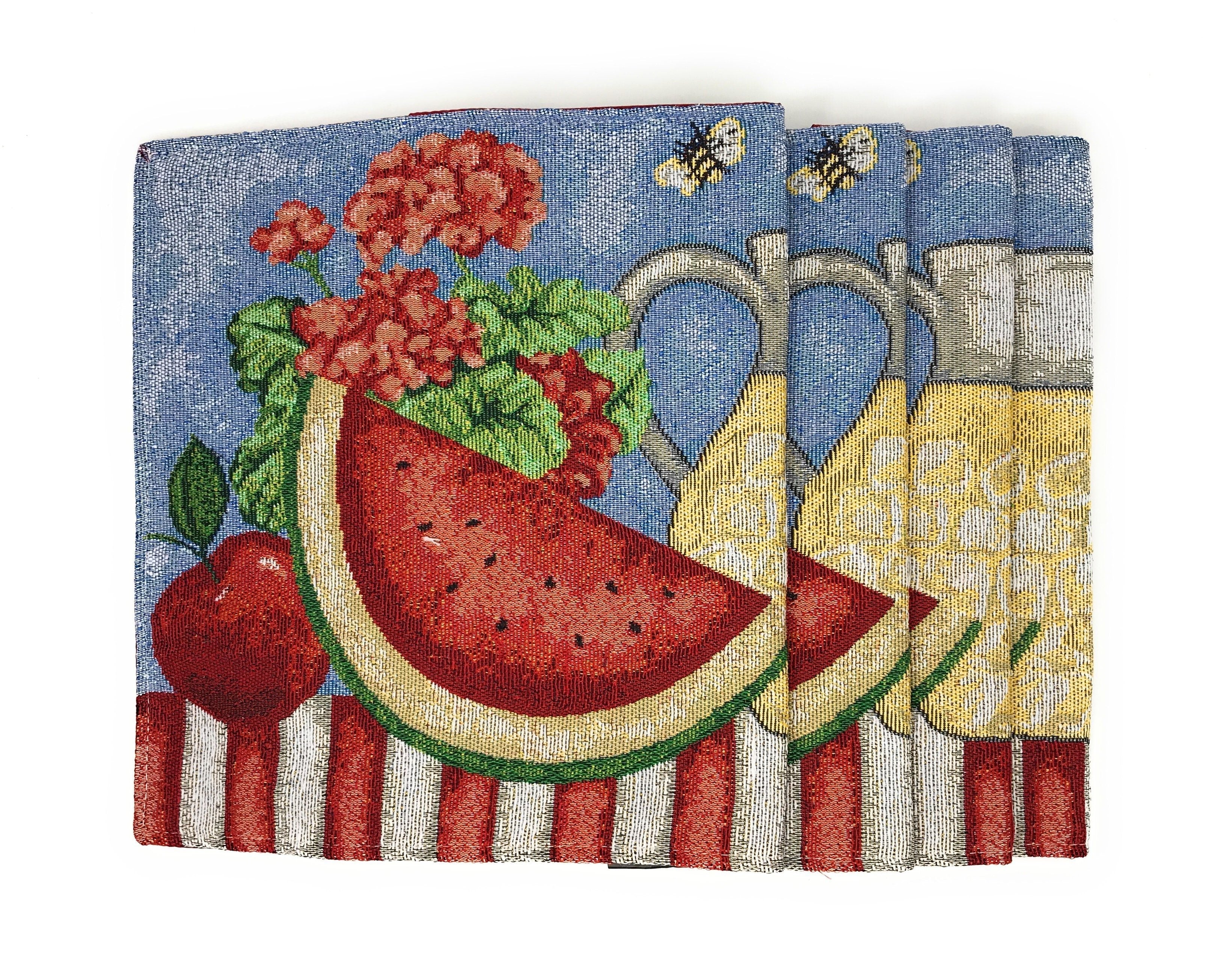 Tache Fruity Drinks Watermelon Lemonade Woven Tapestry Placemat Set (13082PM)