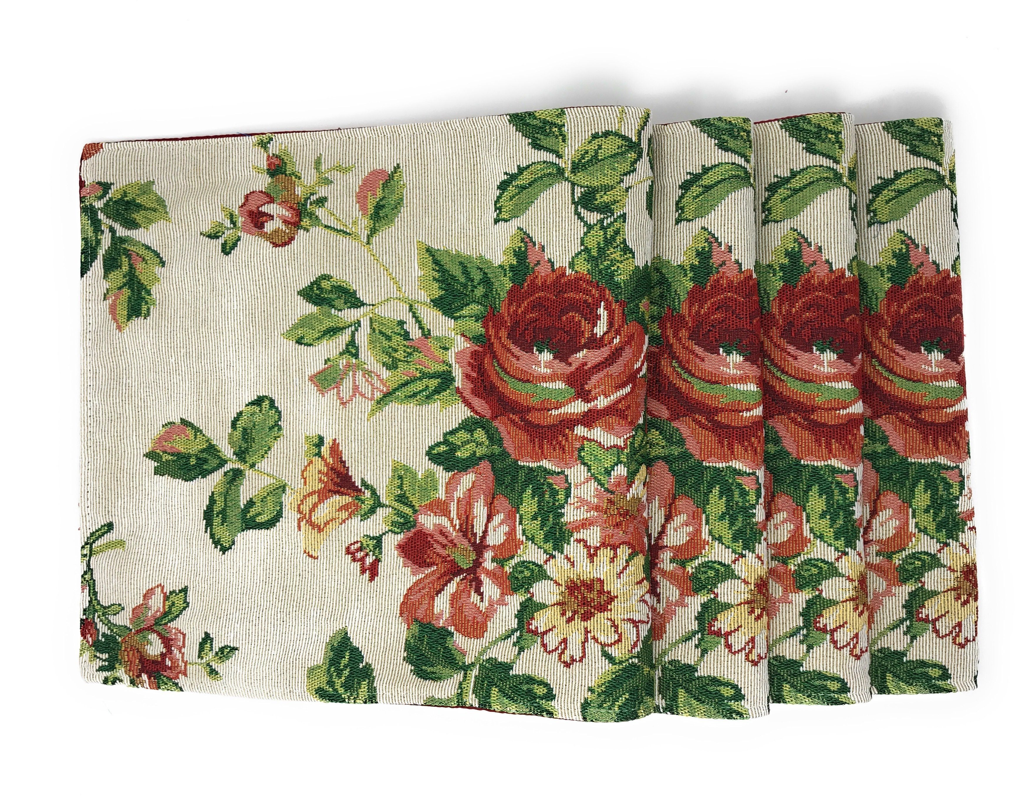 Tache Sweet Roses Vintage Ivory Woven Tapestry Placemat Set (17593PM)