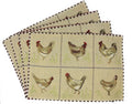 Tache Country Farmhouse Rooster Hens Woven Tapestry Placemat Set (13139PM)