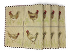 Tache Country Farmhouse Rooster Hens Woven Tapestry Placemat Set (13139PM)