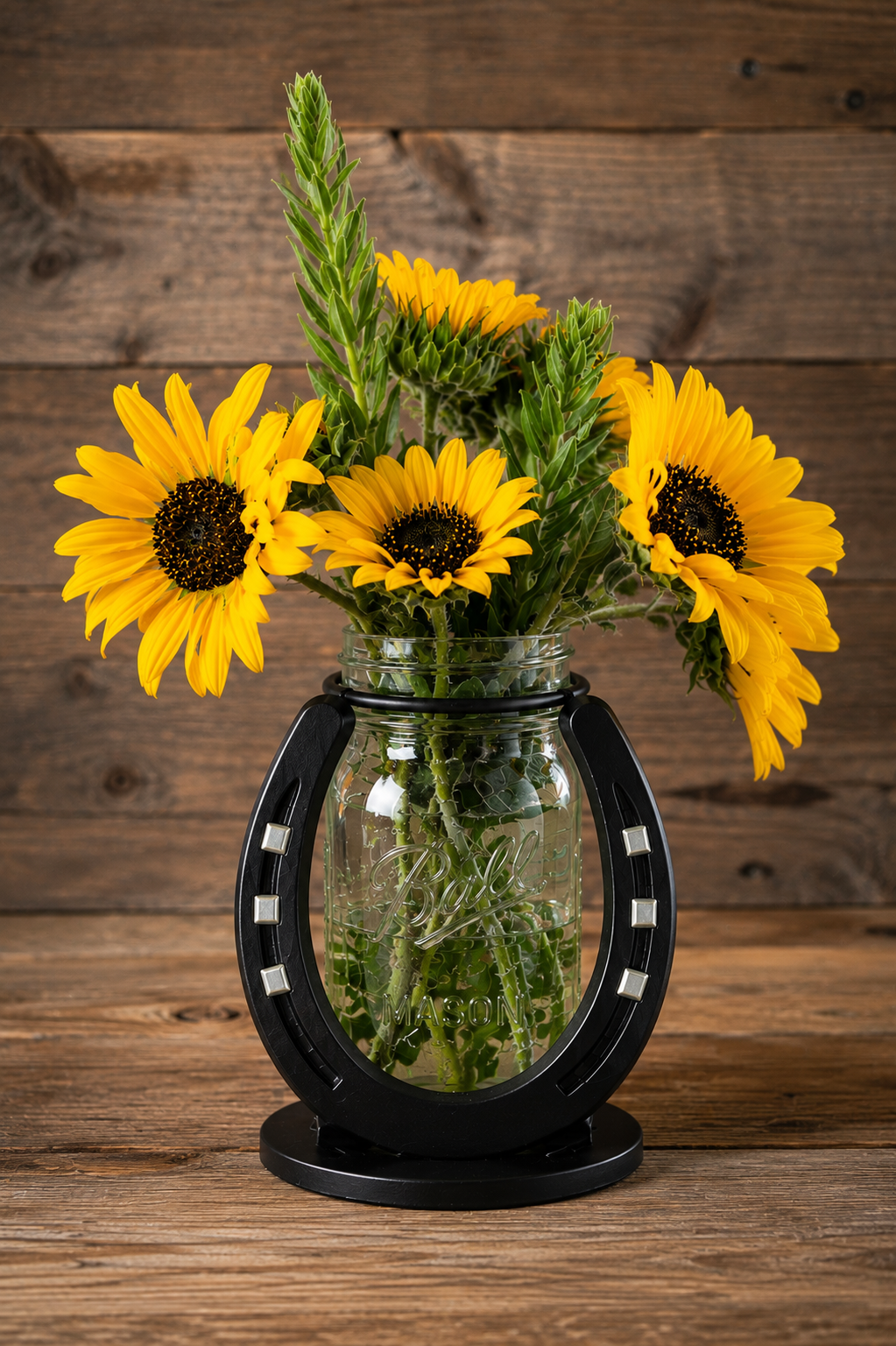 Horse shoe Flower Mason Jar Vase (jar not included)