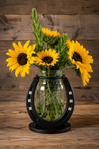 Horse shoe Flower Mason Jar Vase (jar not included)
