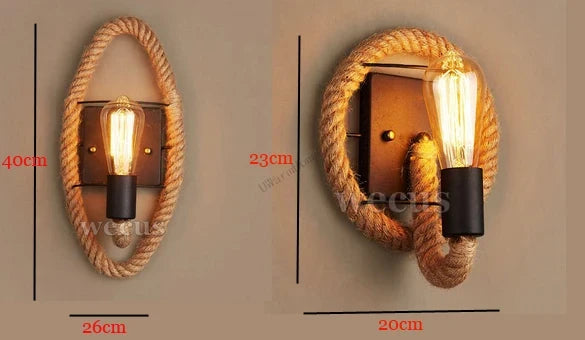 Retro Loft Rope Wall Lamp Stair Aisle Corridor Bedroom Living Room Restaurant Pub Cafe Wall Light Bra Round Wall Sconce