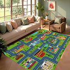 City & Race Track Carpet Series Non Slip Soft Easy To Clean Ideal for Home Play Area Vacation House Interactive Decor  Kid Rugs