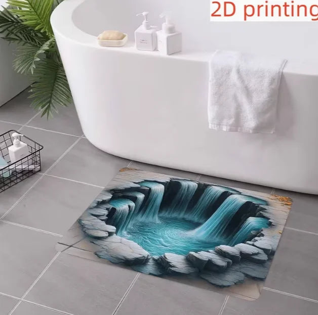 3D Realistic Mat Suitable Outdoor Bathroom Living Room Kitchen Yoga Studio Rectangular Entry Realistic Scenery Hand Modern Decor