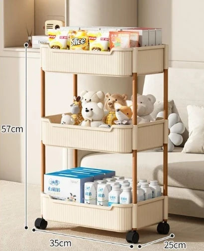 Mobile Storage Rack Trolley Kitchen Bathroom Bedroom Multi Storey Snacks Storage Rack with Wheels Organizer Home Accessories