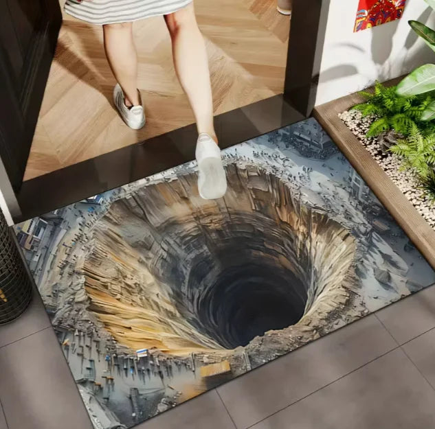 3D Realistic Mat Suitable Outdoor Bathroom Living Room Kitchen Yoga Studio Rectangular Entry Realistic Scenery Hand Modern Decor