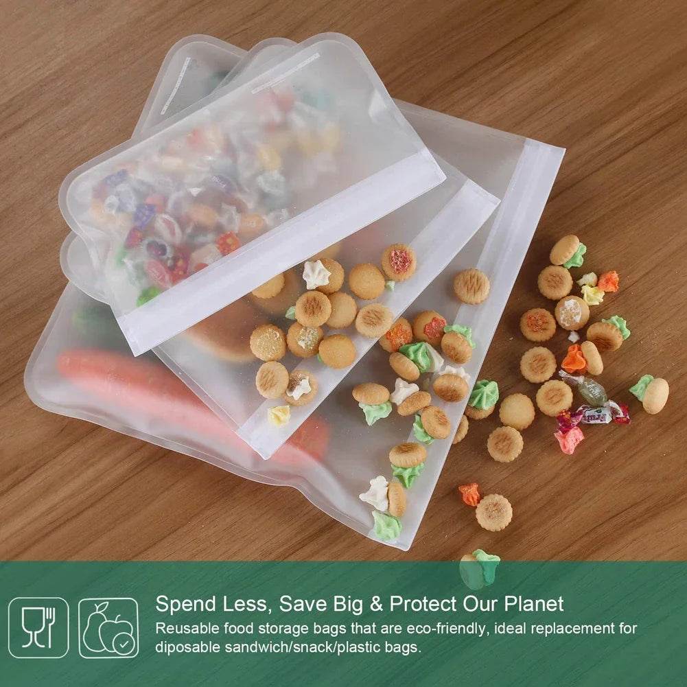 Silicone Food Storage Containers – Stand-Up Zip-Shut Bags