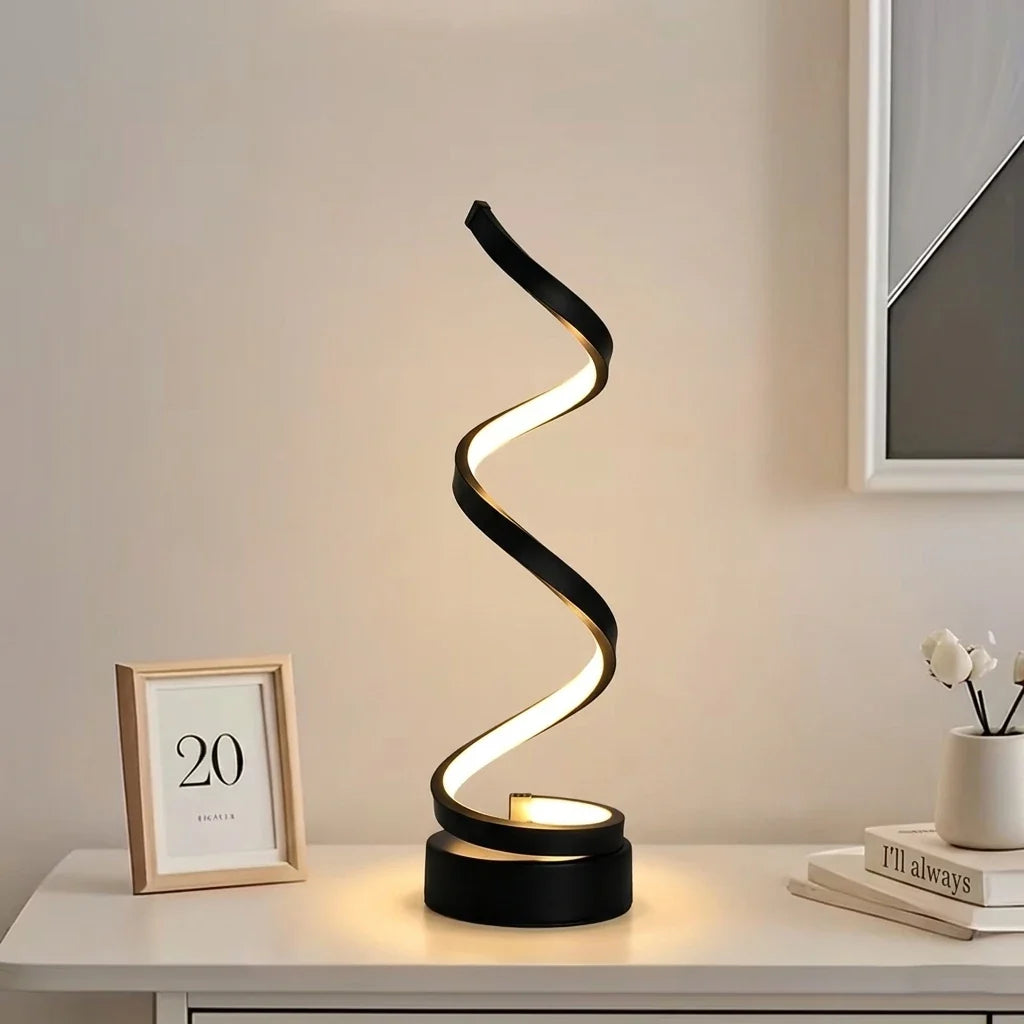 Modern Creative Spiral Table Lamp 3 Colors Dimmable USB LED Night Light for Living Room Office Bar Bedroom Decoration Lighting