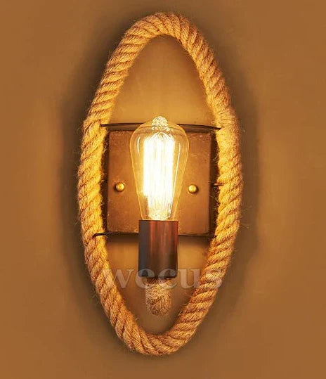Retro Loft Rope Wall Lamp Stair Aisle Corridor Bedroom Living Room Restaurant Pub Cafe Wall Light Bra Round Wall Sconce