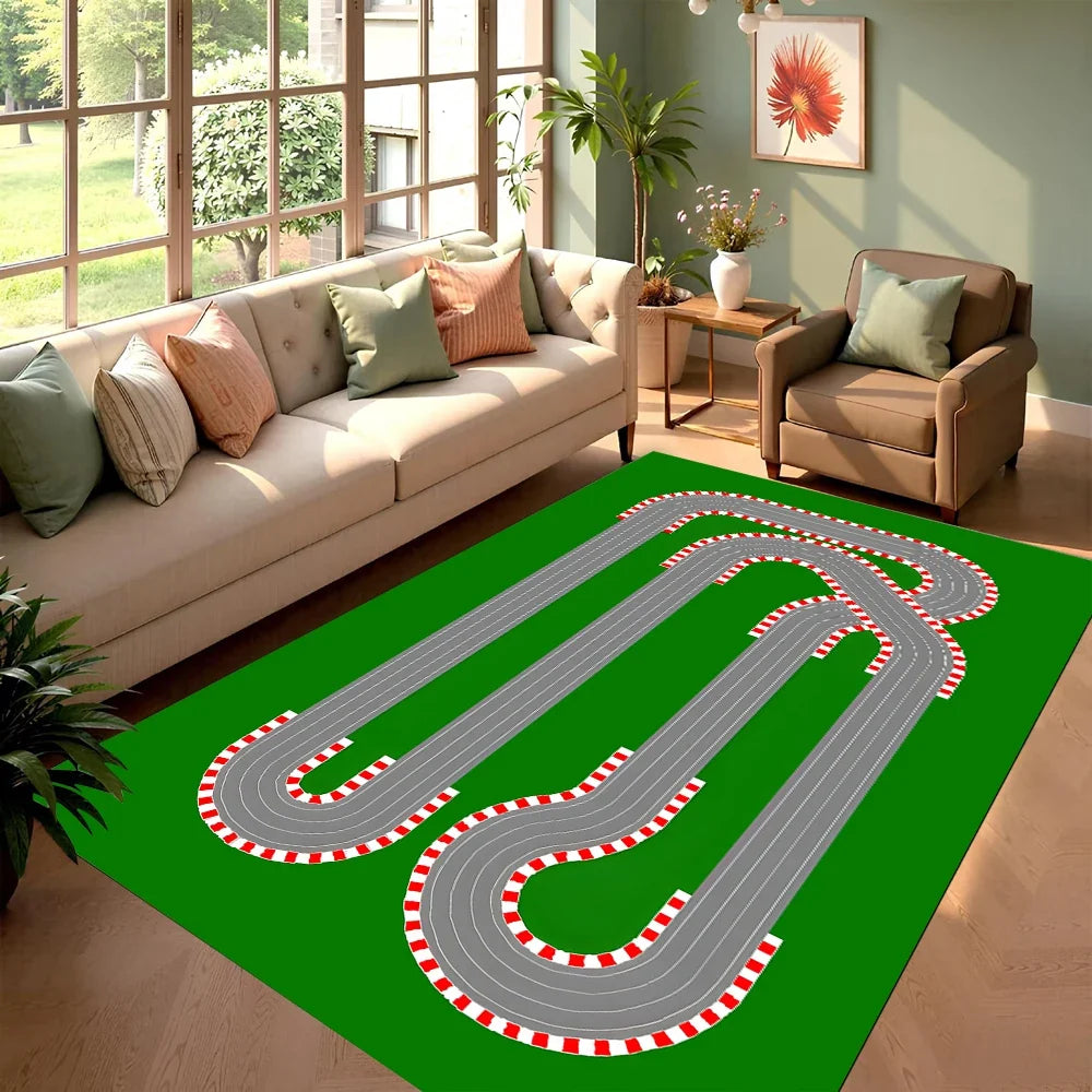 City & Race Track Carpet Series Non Slip Soft Easy To Clean Ideal for Home Play Area Vacation House Interactive Decor  Kid Rugs