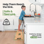 2-Step Wooden Stool for Toddlers(Step Stool for Children Ages 2+)
