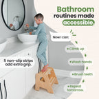 2-Step Wooden Stool for Toddlers(Step Stool for Children Ages 2+)