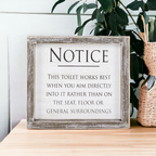 Aim It Framed Wood Bathroom Sign 8x7 Rustic White Black Toilet Reminder Hanging Decor