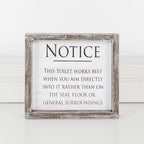 Aim It Framed Wood Bathroom Sign 8x7 Rustic White Black Toilet Reminder Hanging Decor