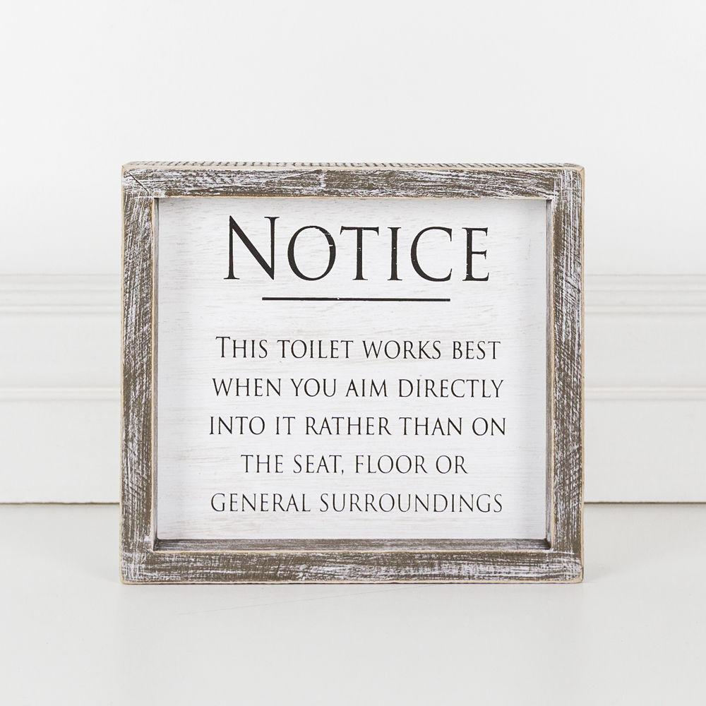 Aim It Framed Wood Bathroom Sign 8x7 Rustic White Black Toilet Reminder Hanging Decor