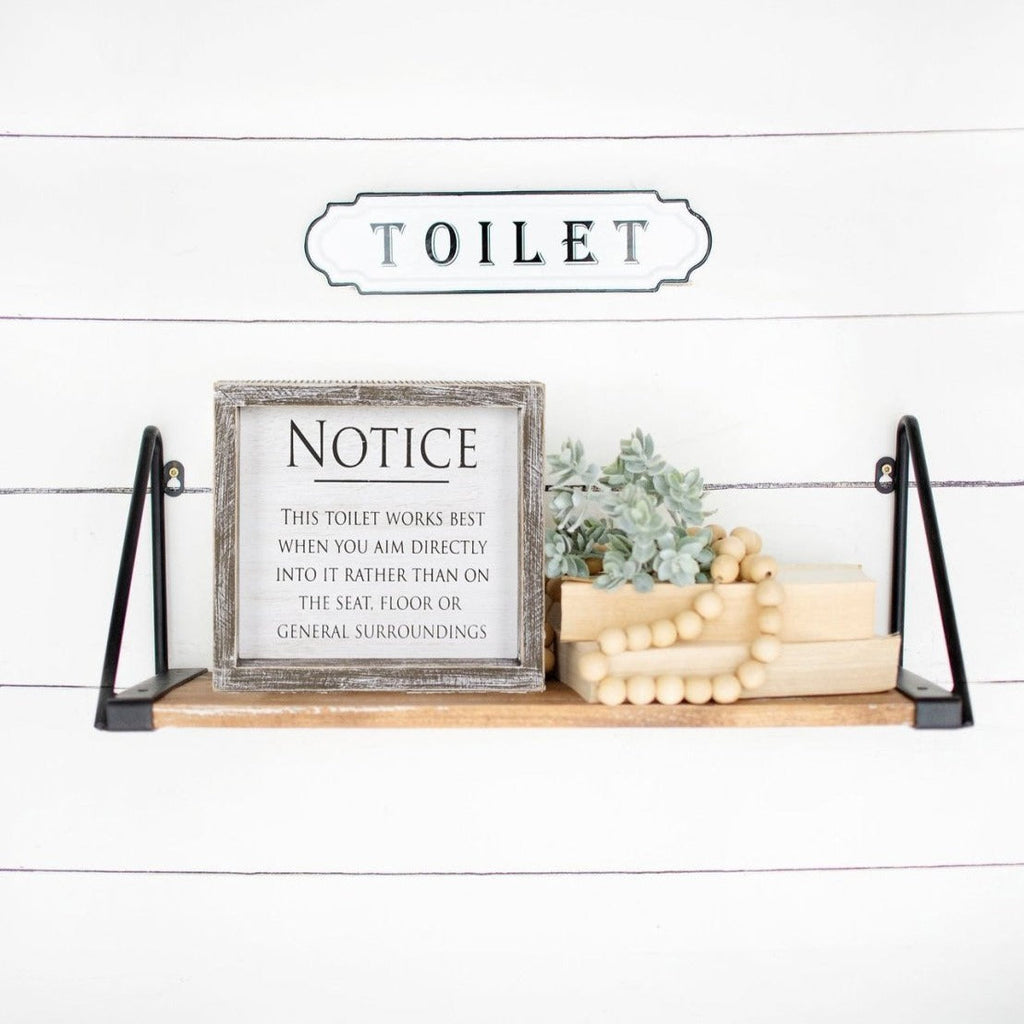 Aim It Framed Wood Bathroom Sign 8x7 Rustic White Black Toilet Reminder Hanging Decor