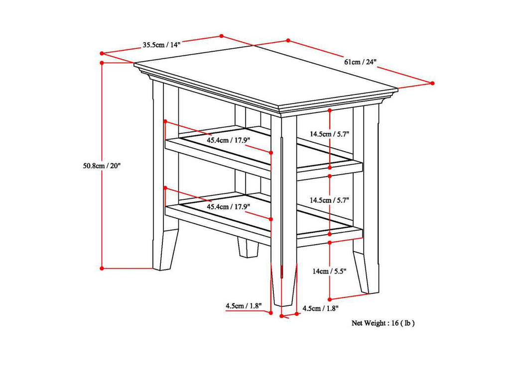Acadian Solid Wood Narrow Side Table
