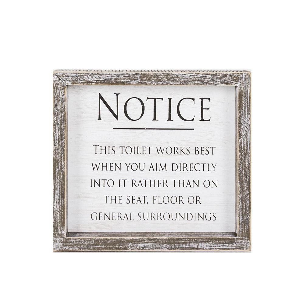 Aim It Framed Wood Bathroom Sign 8x7 Rustic White Black Toilet Reminder Hanging Decor