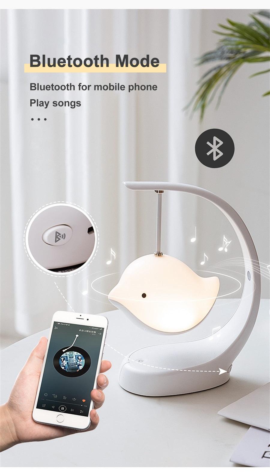 Smart Bluetooth-Compatible Music Led Night Light Colorful Speaker Touch Control Night Lamp For Bedroom Decoration USB Rechargeable Decorative Table Lamp Cute Study Lamps for Bedroom Décor