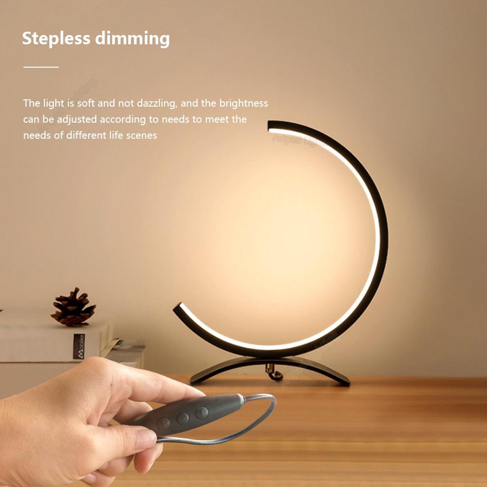 Table Lamp Led Dimmable Design Table Lamp C Shape Black Decorative Lamps Bedside Lamp For Bedroom Romantic Night Lights 3 Color Temperature, Contemporary Decorative Lamp for Home, Living Room & Office