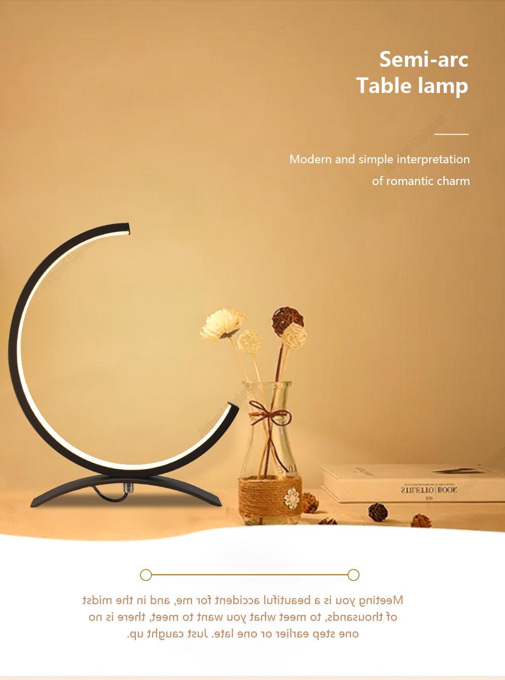Table Lamp Led Dimmable Design Table Lamp C Shape Black Decorative Lamps Bedside Lamp For Bedroom Romantic Night Lights 3 Color Temperature, Contemporary Decorative Lamp for Home, Living Room & Office
